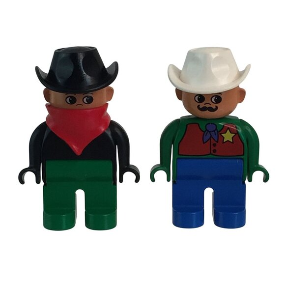 Vintage Lego Duplo Figure Lot of 10 People Firefighter Construction Western - Picture 6 of 9